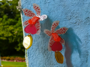 Abstract pop art acrylic flower clip on earrings