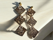 Load image into Gallery viewer, Handmade Hammered Metal Squares Clip On Earrings
