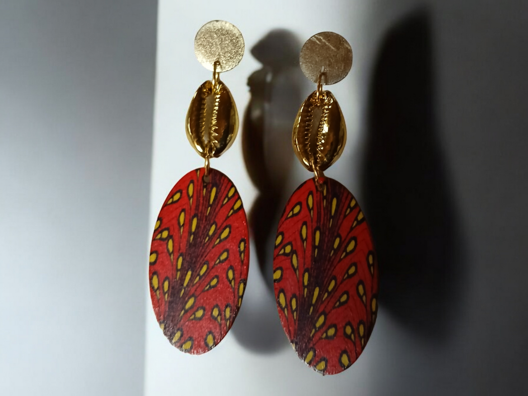 Clip on ankara wood afrocentric earrings