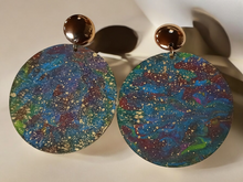 Load image into Gallery viewer, Abstract Handpainted Design Wooden Clip on Earrings
