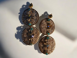 Clip on boho charm disc earrings