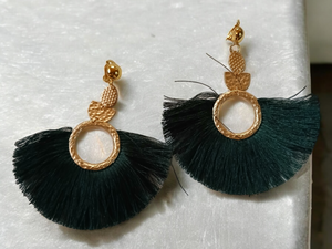 Glam large boho Tassel clip on earrings