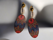 Load image into Gallery viewer, Clip on ankara wood afrocentric earrings
