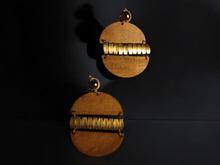 Load image into Gallery viewer, Minimalist wooden accordion clip on earrings
