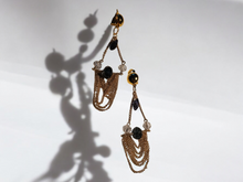 Load image into Gallery viewer, Gold chain and crystal clip on earrings
