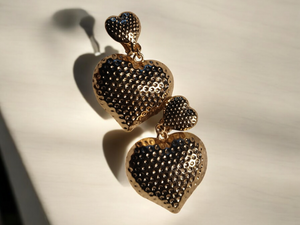 Hammered heart clip on earrings