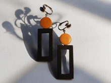 Load image into Gallery viewer, Small minimalist wooden clip on earrings
