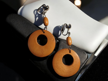 Load image into Gallery viewer, Small minimalist wooden clip on earrings
