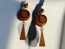 Load image into Gallery viewer, Light boho wood clip on earrings
