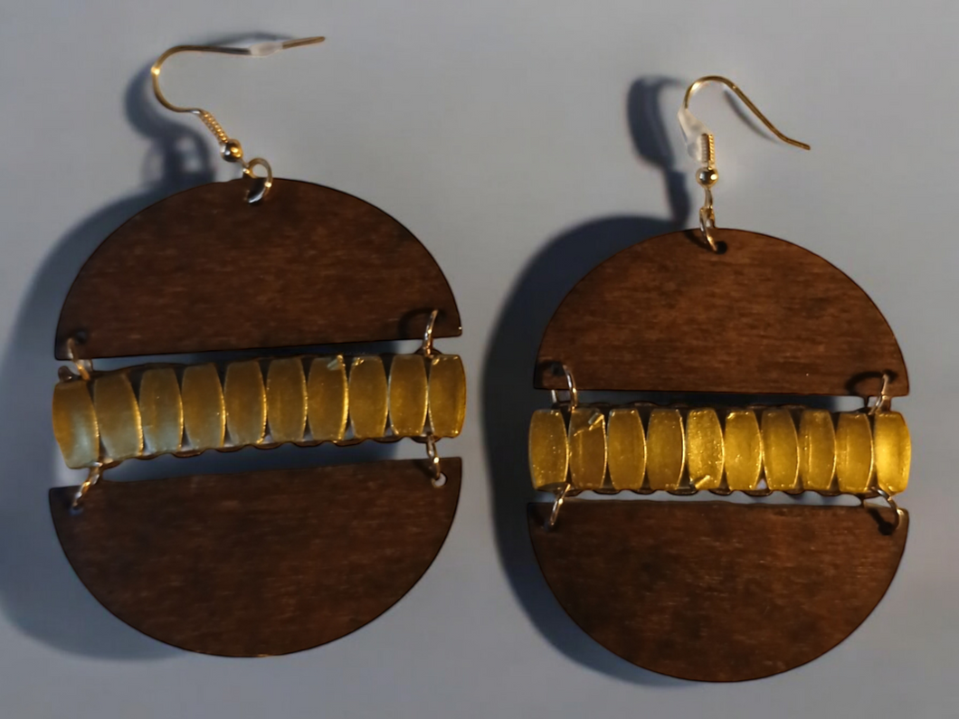 Natural wood dangle boho earrings