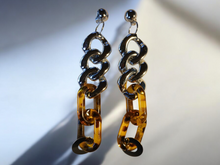 Load image into Gallery viewer, Handmade mixed media acrylic chain clip on earrings
