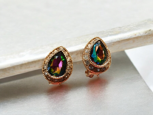 Chunky rhinestone stud clip on earrings