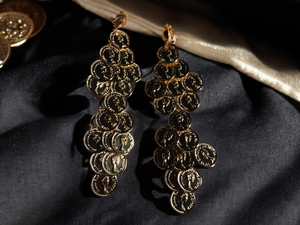 Handmade clip on coin dangle earrings