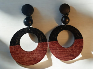 Handmade Natural Wood Clip On Earrings