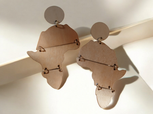 Natural wood accordion Africa clip on earrings