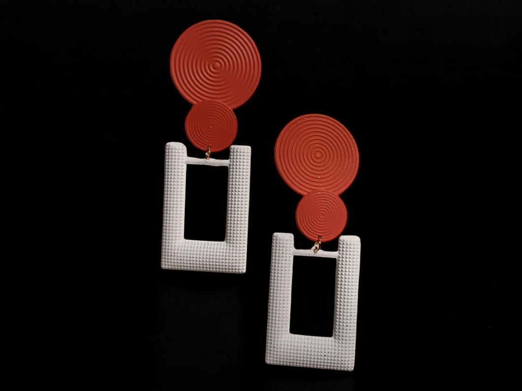 Handmade geometric metal clip on earrings