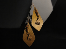 Load image into Gallery viewer, Handmade Wooden afro pick charm earrings
