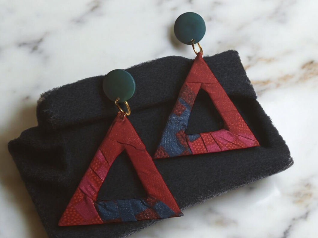 Handmade ankara triangle clip on hoops