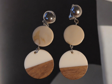 Load image into Gallery viewer, Handmade lucite and  Natural Wood Clip On Earrings
