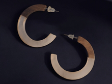 Load image into Gallery viewer, Minimalist wood and lucite hoops
