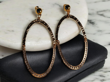 Load image into Gallery viewer, Large hammered metal rhinestone clip on hoops
