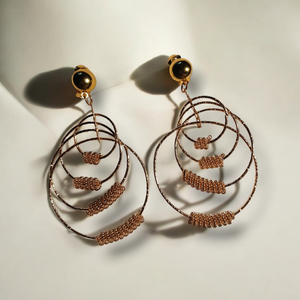 Gold metal multi hoop clip on earrings