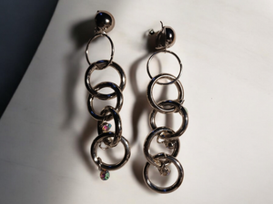 Silver metal multi hoop clip on earrings