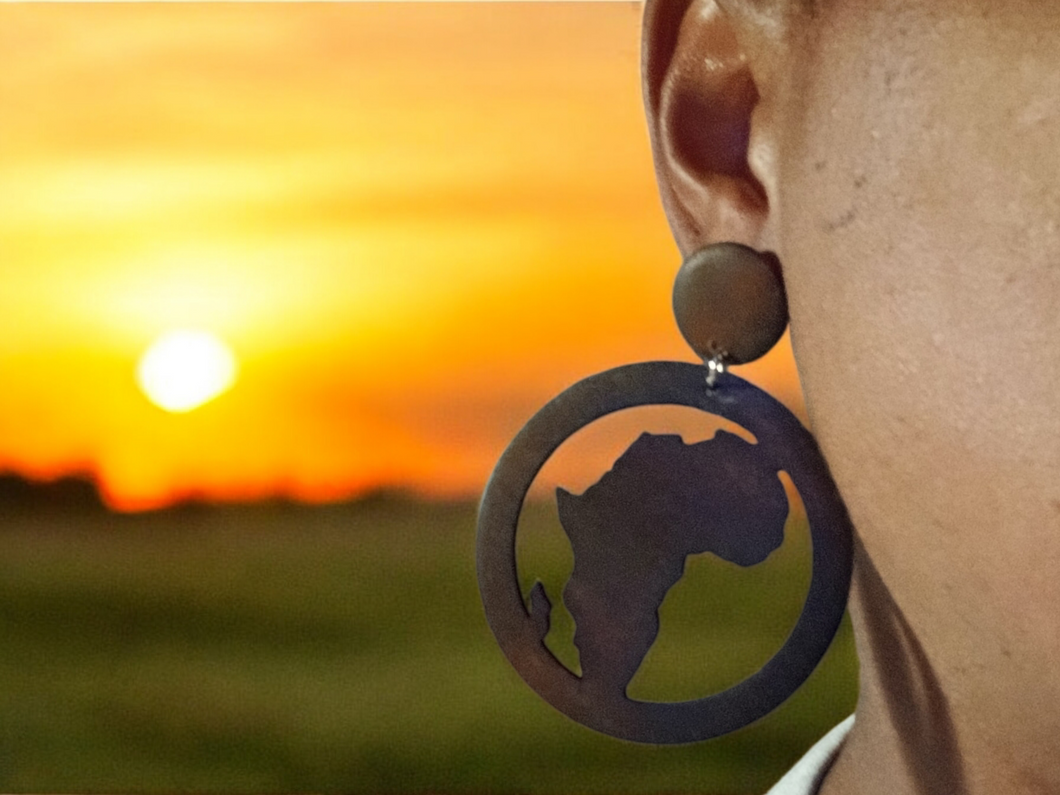Handmade africa wooden clip on earrings