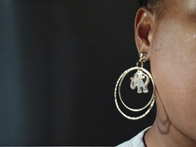 Load image into Gallery viewer, Rhinestone Lucky African Elephant Clip On Earrings
