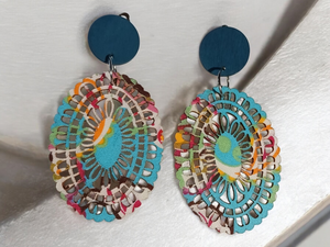 Handmade abstract boho clip on earrings