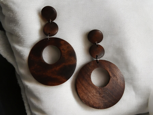 Handmade Wooden clip on hoops