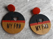 Load image into Gallery viewer, Handpainted afrocentric wooden statement clip on earrings
