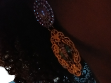 Load image into Gallery viewer, Gold Abstract handmade Frida Kahlo design Clip On Earrings
