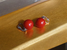 Load image into Gallery viewer, Vintage red acrylic ball clip ons
