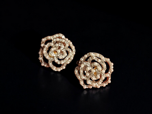 Vintage faux pearl rose clip on earrings