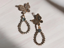 Load image into Gallery viewer, Clip on rhinestone butterfly hoops
