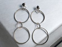 Load image into Gallery viewer, Silver metal multi hoop clip on earrings
