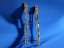 Load image into Gallery viewer, Light silver metal rhinestone dangle clip ons
