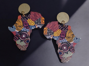 Abstract wooden Africa clip on earrings