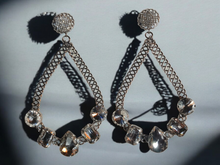 Load image into Gallery viewer, Giant Beautiful Rhinestone Runway Hoop Clip On Earrings
