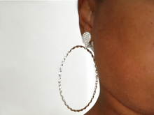 Load image into Gallery viewer, Clip on spiral and Rhinestone Hoop Earrings
