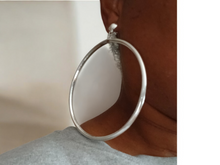 Load image into Gallery viewer, Clip on Large silver Hoop Earrings

