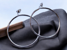 Load image into Gallery viewer, Clip on Large silver Hoop Earrings
