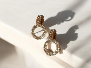 Small rhinestone dangle clip ons