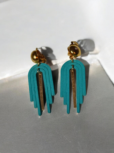 Small art deco wood and metal clip ons