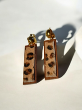 Load image into Gallery viewer, Wood and genuine cowhide clip on earrings
