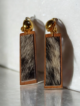 Load image into Gallery viewer, Wood and genuine cowhide clip on earrings
