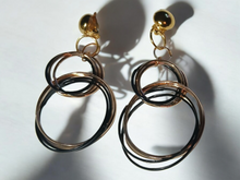 Load image into Gallery viewer, Abstract gold metal multi hoop clip on earrings
