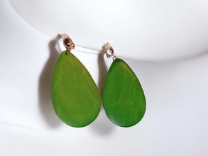 Natural Wood Clip On Earrings