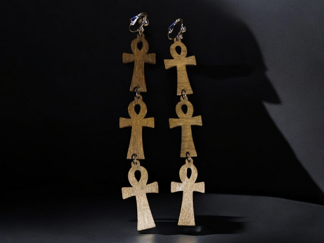 Handmade Ankh Clip On Earrings